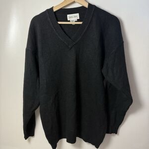 Daniel Caron Sweater Womens M Black Angora Lambs Wool Preppy Dark Academia Basic